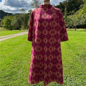 VINTAGE 1960’s Purple Pink Pattern Mod Handmade Shift Dress